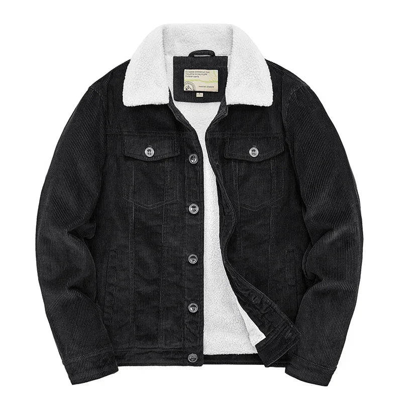 Men's Corduroy Jacket with Shearling Collar for Stylish Comfort