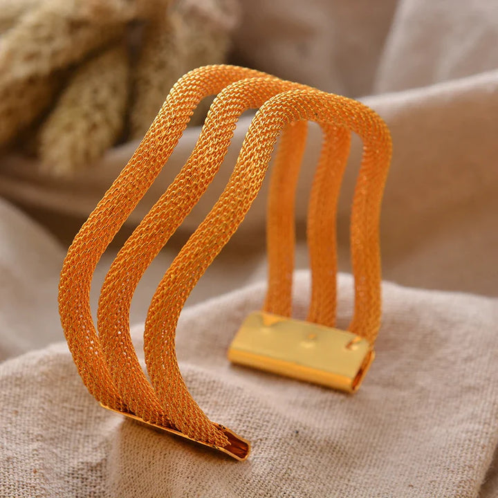 Women's Gold Plated Bangles Arabic Wedding Bracelet-The Yellow Prime