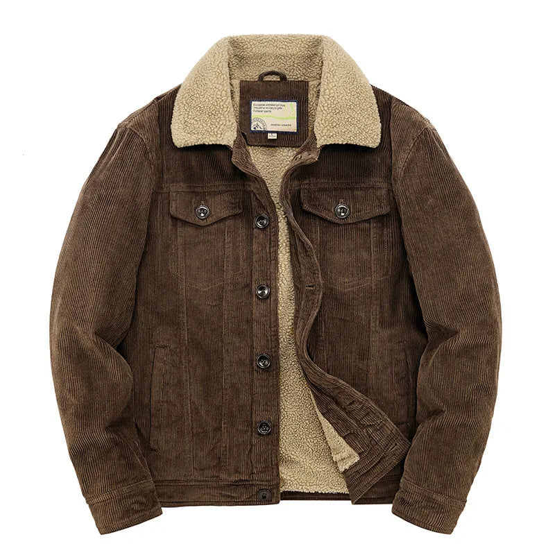 Men's Corduroy Jacket with Shearling Collar for Stylish Comfort