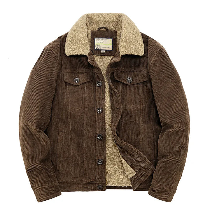 Men's Corduroy Jacket with Shearling Collar for Stylish Comfort