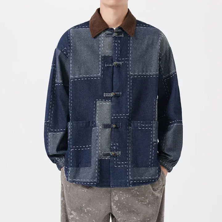 Men's Patchwork Denim Jacket - Thornhill Style-The Yellow Prime