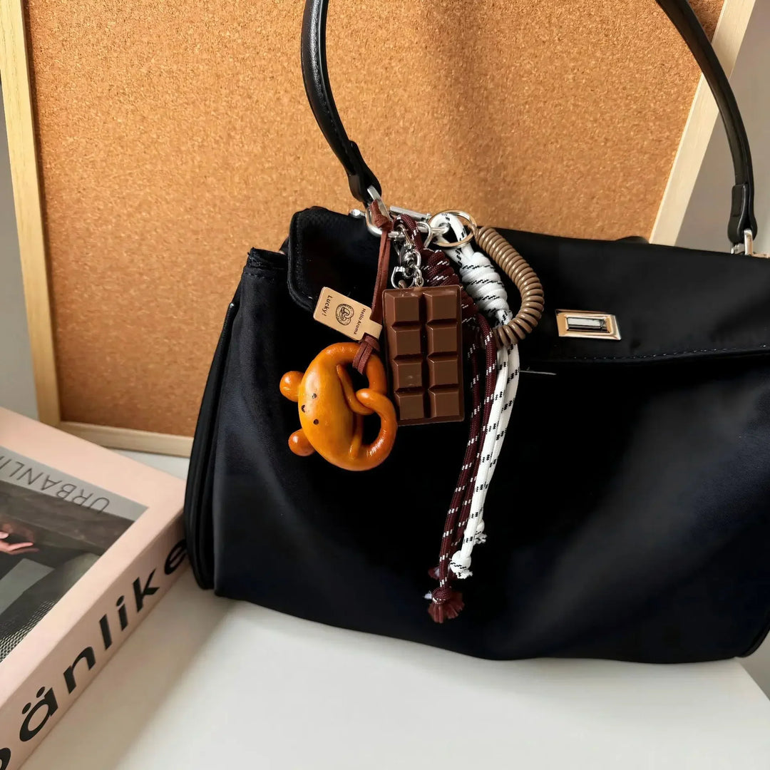 Women's Leather Dachshund Keychain Braid Rope Bag Charm-The Yellow Prime