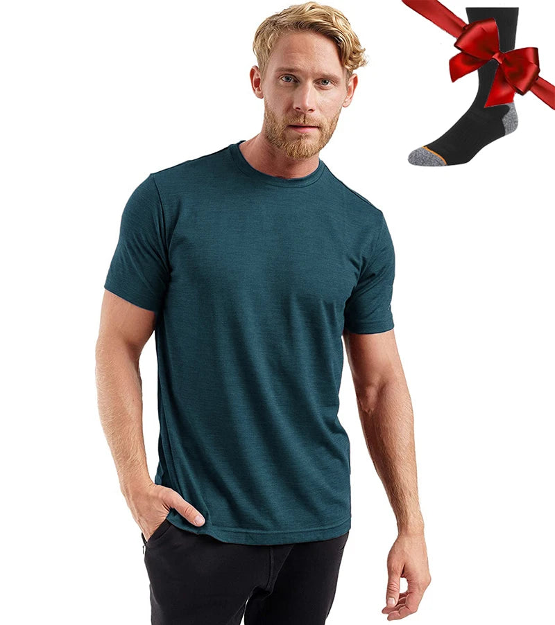 Men's Superfine Merino Wool Base Layer T-Shirt and Socks Set-The Yellow Prime