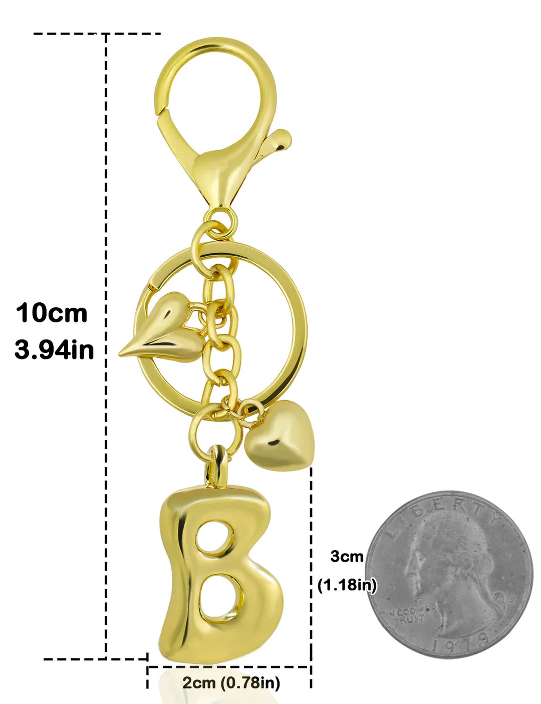 Women's Personalized Gold Bubble Letter Keychain Bag Charm Gift-The Yellow Prime