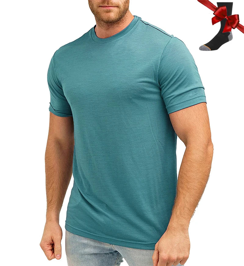 Men's Superfine Merino Wool Base Layer T-Shirt and Socks Set-The Yellow Prime