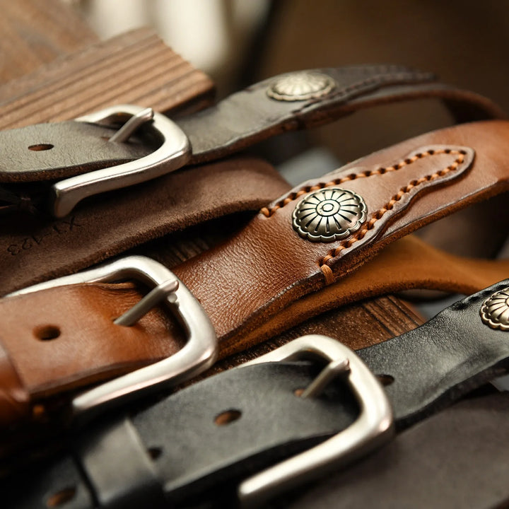 Men's Hand-Stitched Cowskin Western Leather Belt
