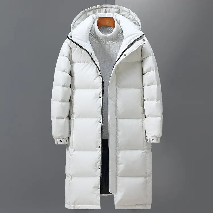 Herren-Langjacke mit Kapuze, Wattierung und durchgehendem Reißverschluss