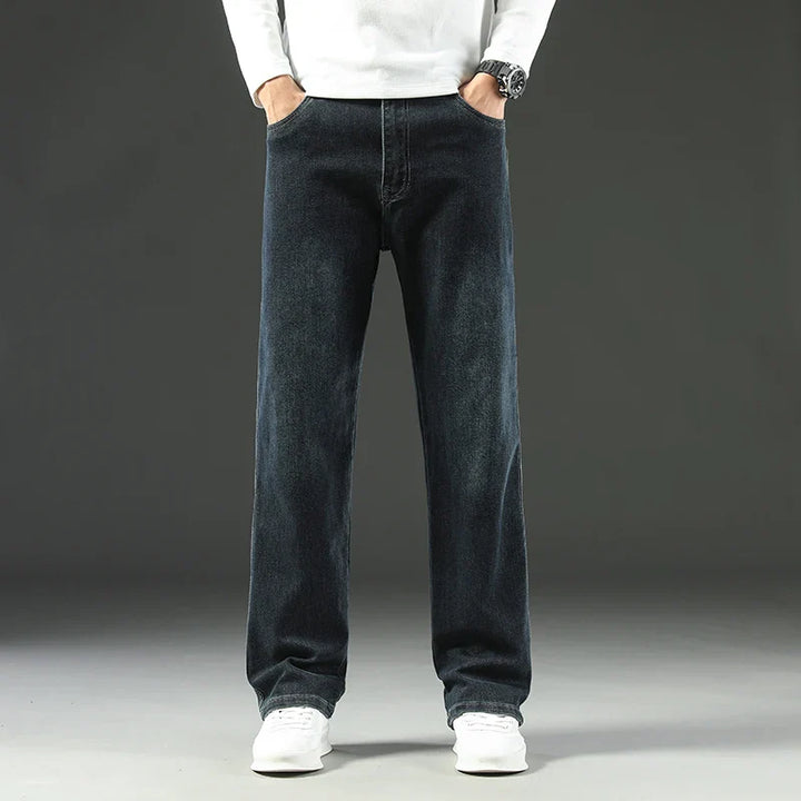 Men's Stretch Straight Leg Dark Wash Denim Jeans