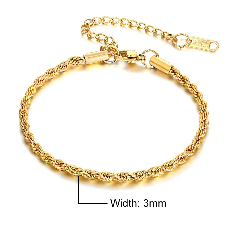 Women's Twisted Stainless Steel Rope Chain Bracelet-The Yellow Prime