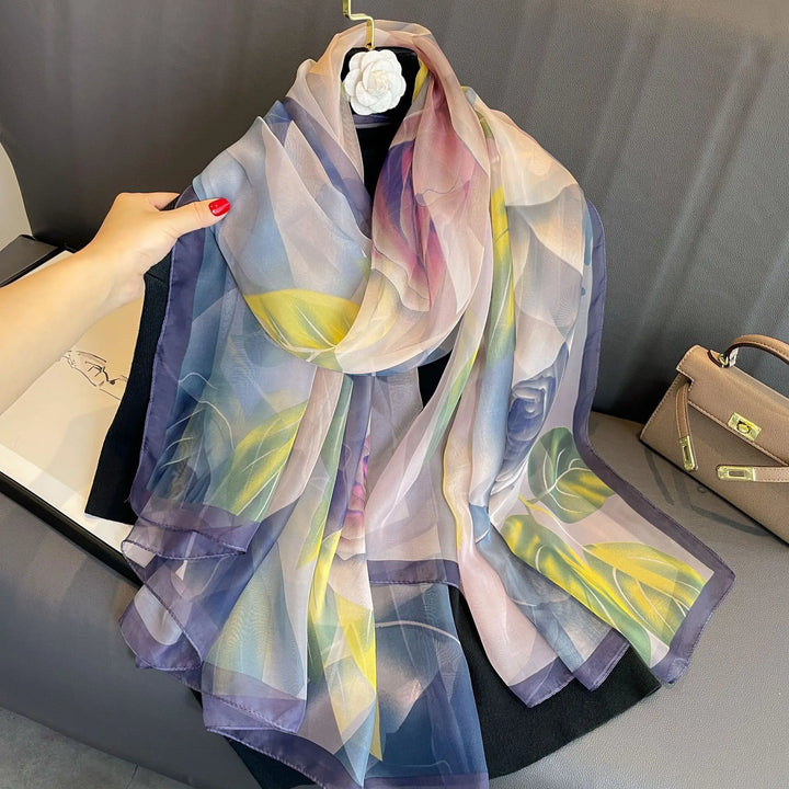 Women's Lightweight Flowy Silk Scarf - Long Sheer Wrap-The Yellow Prime