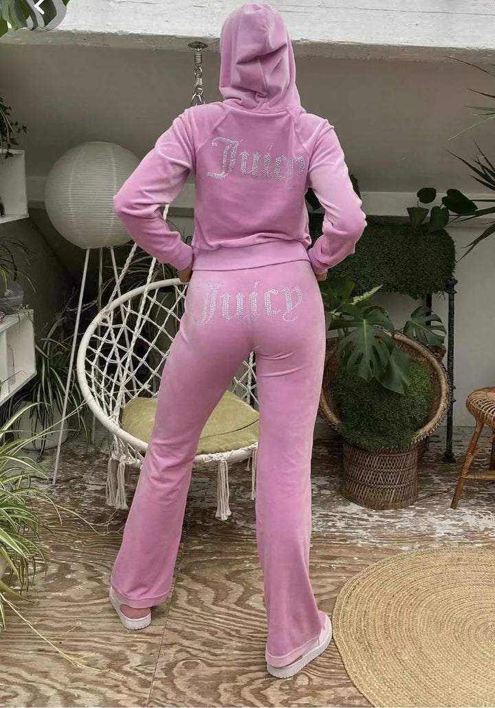 Women's Y2K Hooded Two-Piece Jogging Set for Fall and Winter-The Yellow Prime