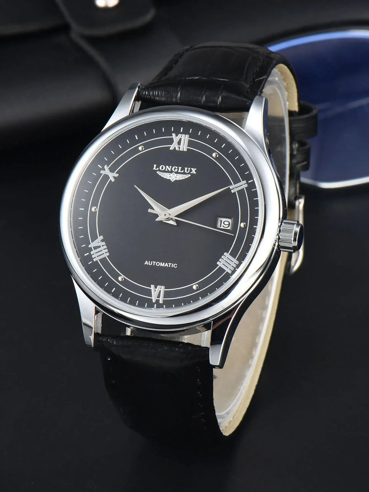 Men's Automatic Leather Strap Mechanical Date Waterproof Watch-The Yellow Prime