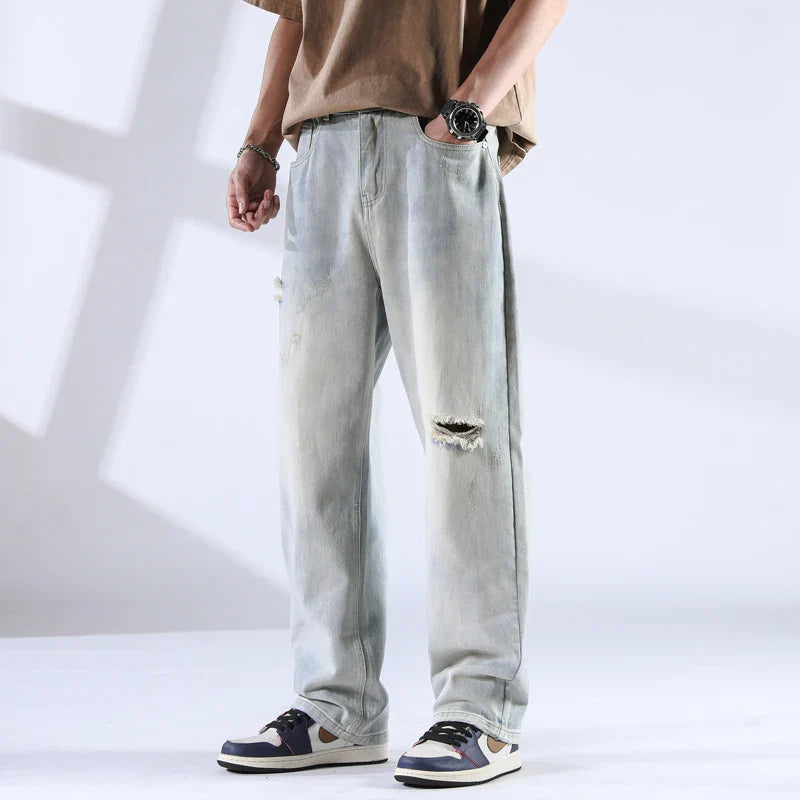 Men's Distressed Denim Jeans-The Yellow Prime