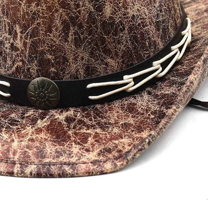 Women's Cowboy Hat with Bone Bead Decoration-The Yellow Prime