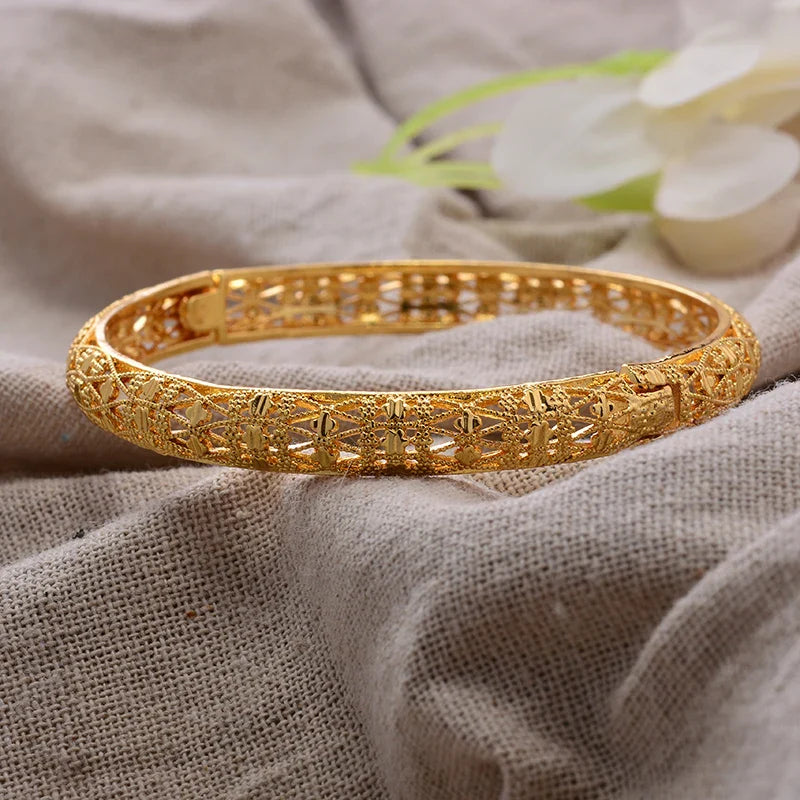 Women's Gold Plated Bangles Arabic Wedding Bracelet-The Yellow Prime