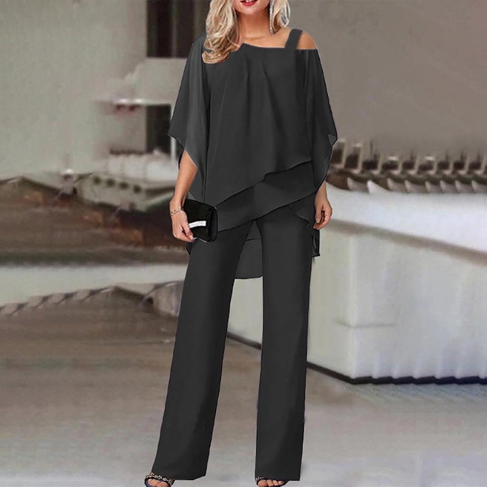 Women's Elegant Cold Shoulder Two-Piece Jumpsuit-The Yellow Prime