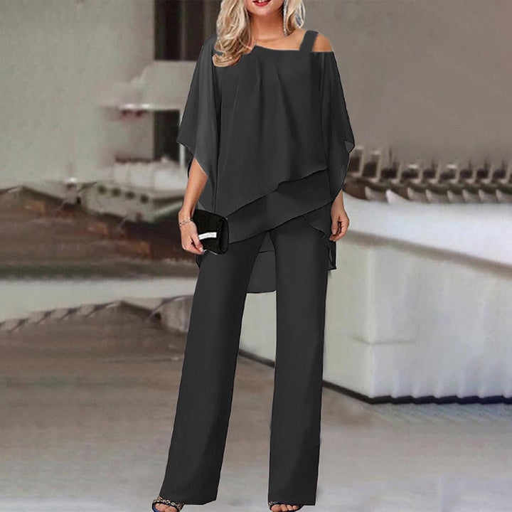 Women's Elegant Cold Shoulder Two-Piece Jumpsuit-The Yellow Prime