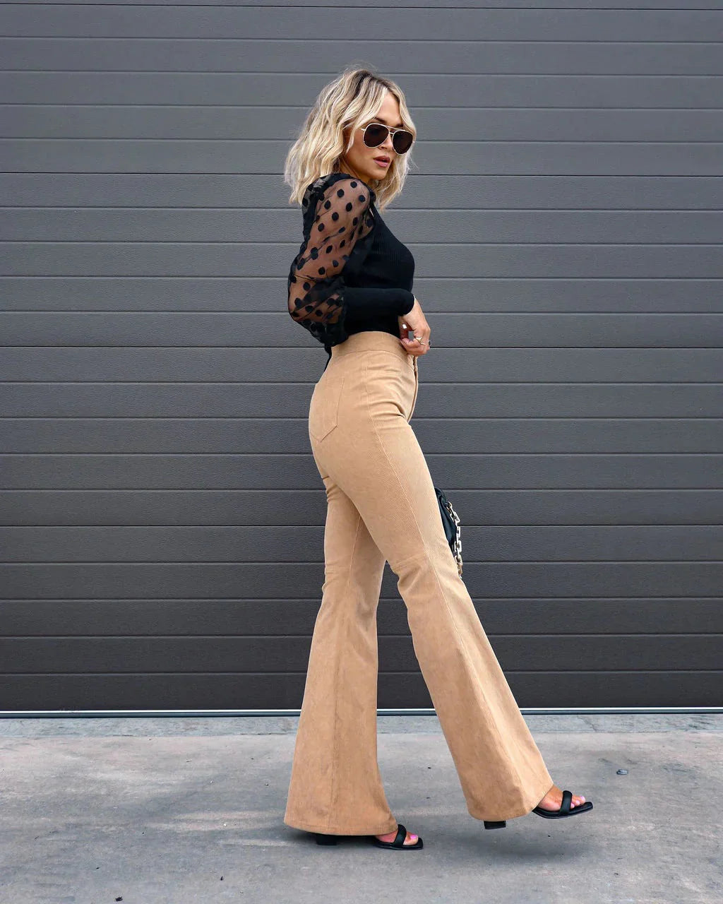 Women's Stylish High-Waist Flare Trousers-The Yellow Prime
