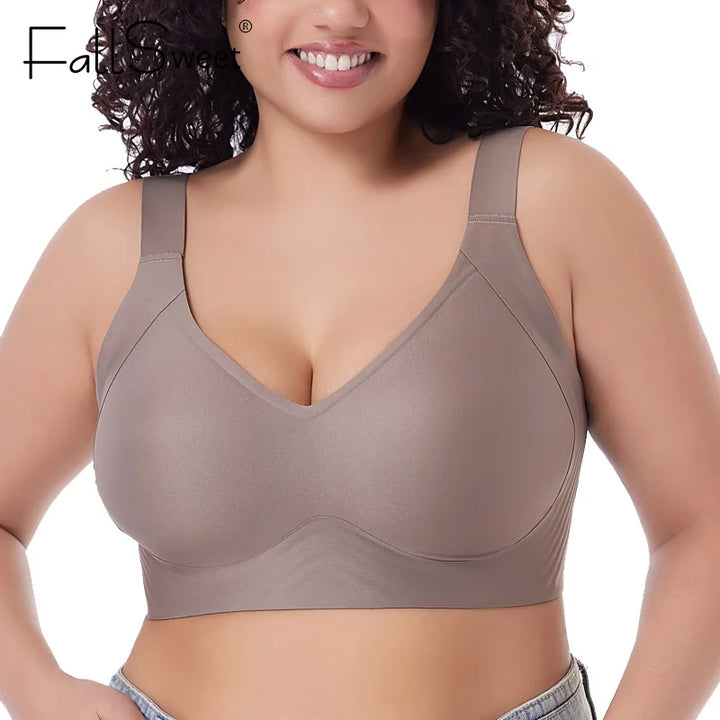 Women's Seamless Plus Size Push-Up Bra Thin Cup Wireless Bralette-The Yellow Prime