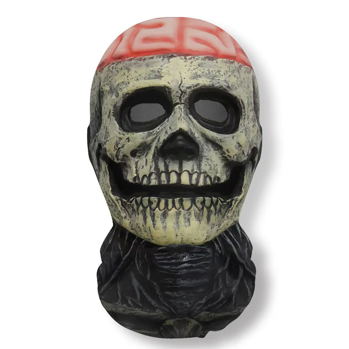 Halloweens 3D-spøkelsesmaske med ansikt, elastisk nettinghodeplagg som dekker hele skallen