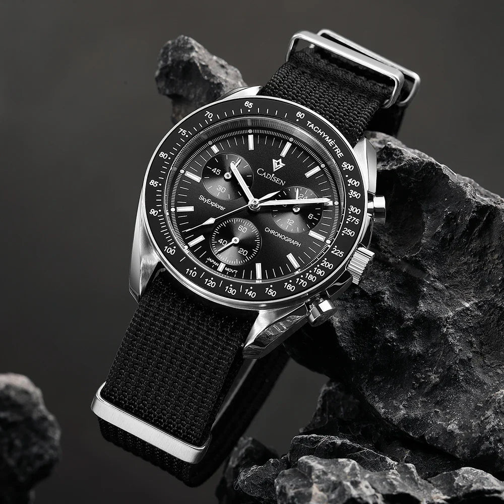 Men's Quartz Chronograph Canvas Watch with Sapphire Crystal-The Yellow Prime