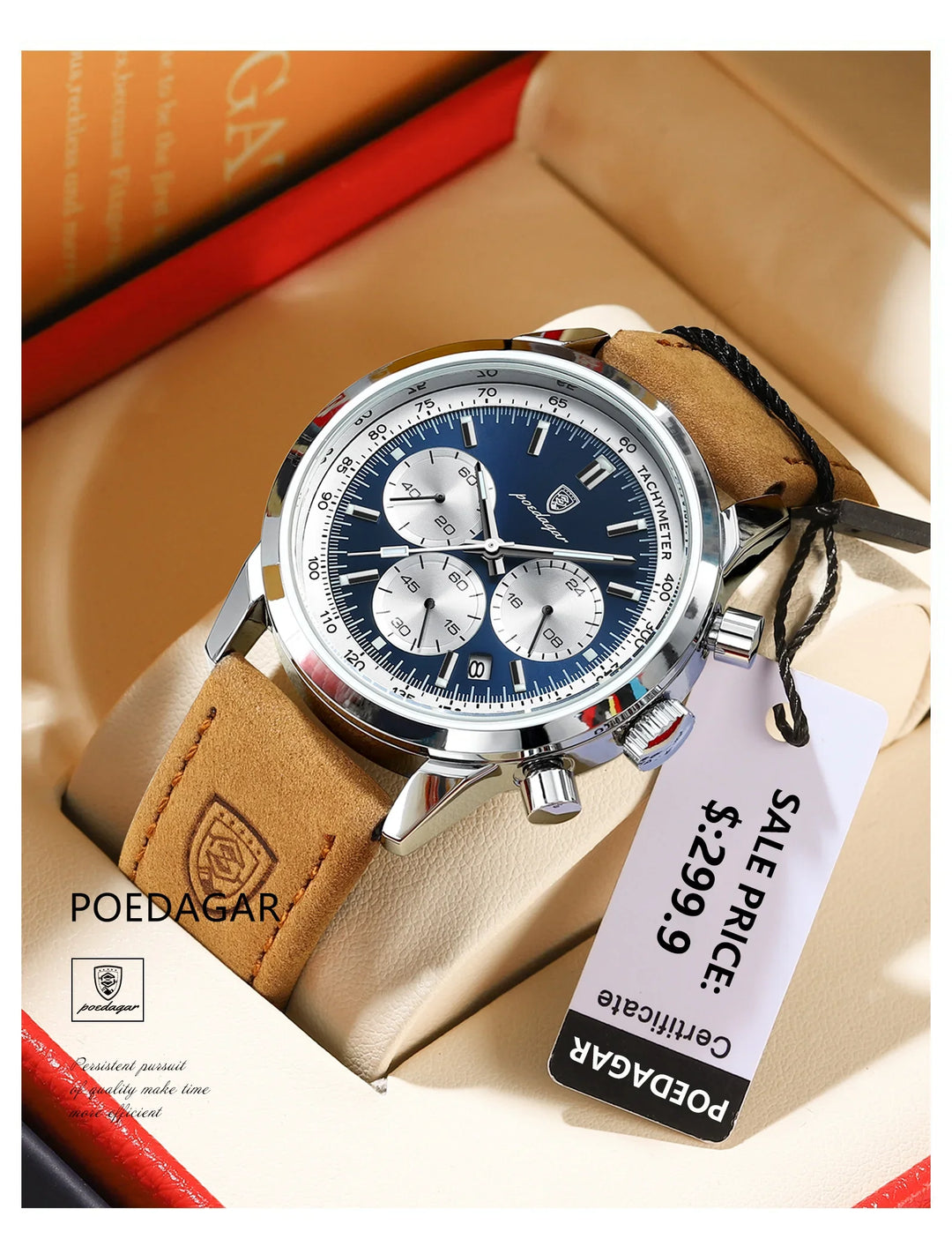 Men's Leather Chronograph Military Style Quartz Watch 2025-The Yellow Prime
