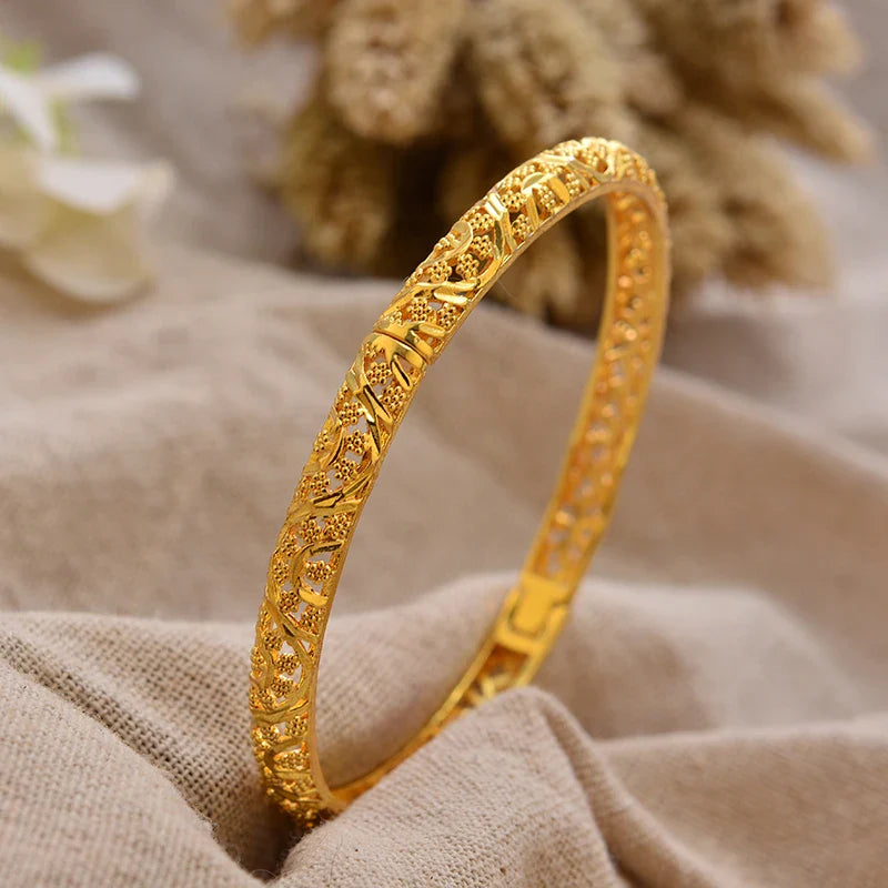 Women's Gold Plated Bangles Arabic Wedding Bracelet-The Yellow Prime