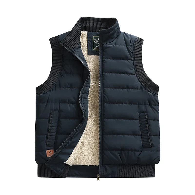 Men's Warm Quilted Slim Puffer Vest - Lamb Velvet Winter Wear