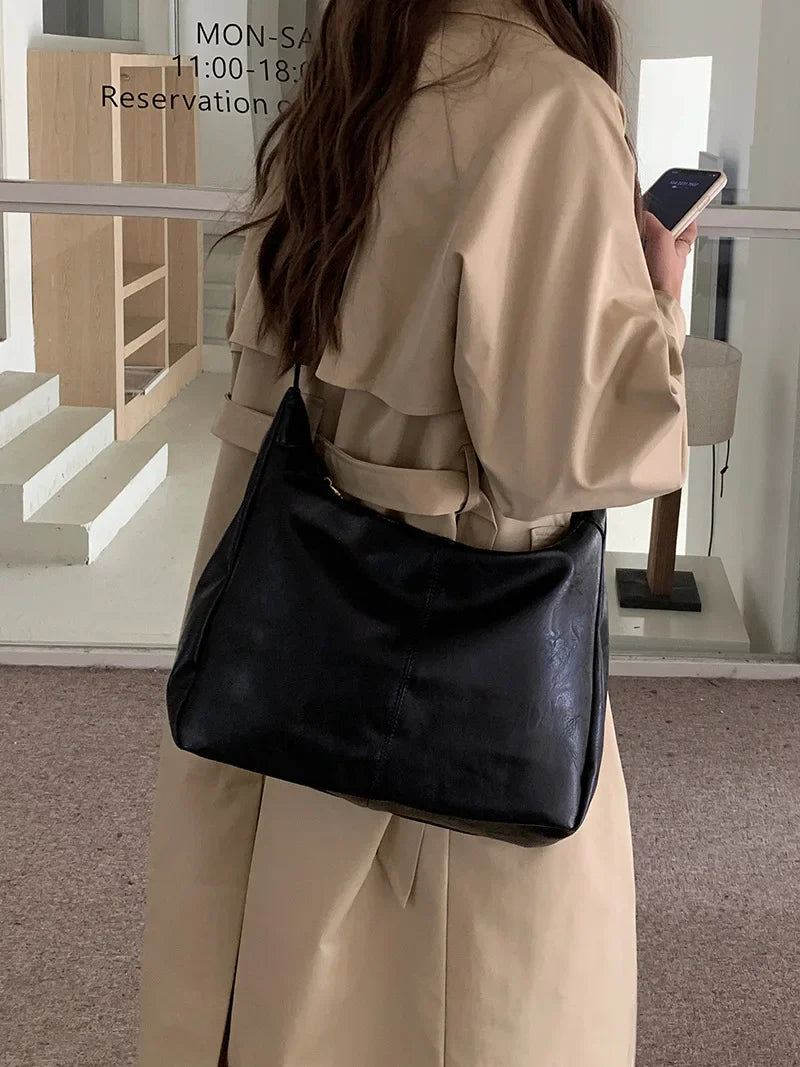 Women's Soft Versatile Hobo Bag - Slouchy Faux Leather Design-The Yellow Prime