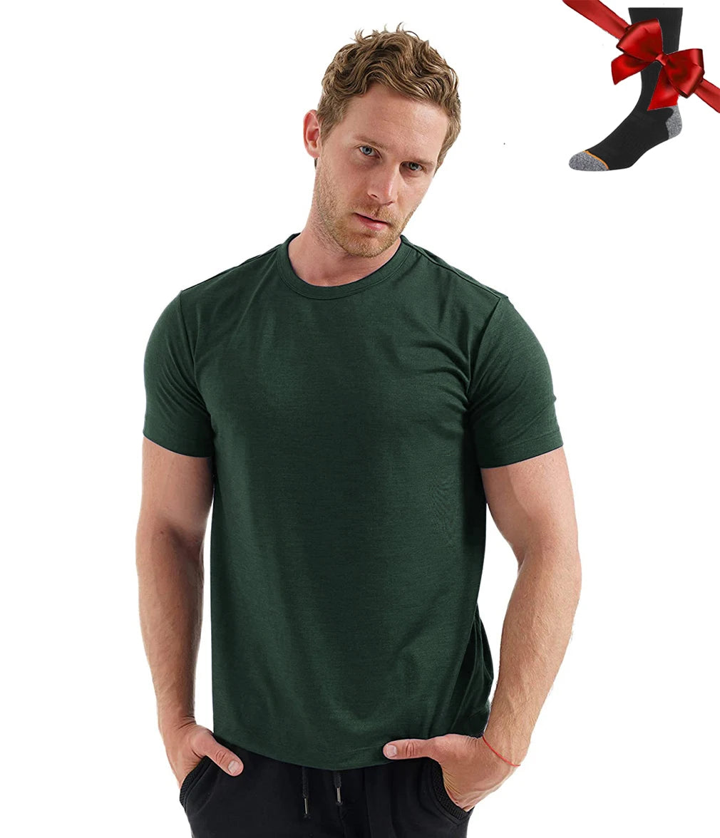 Men's Superfine Merino Wool Base Layer T-Shirt and Socks Set-The Yellow Prime