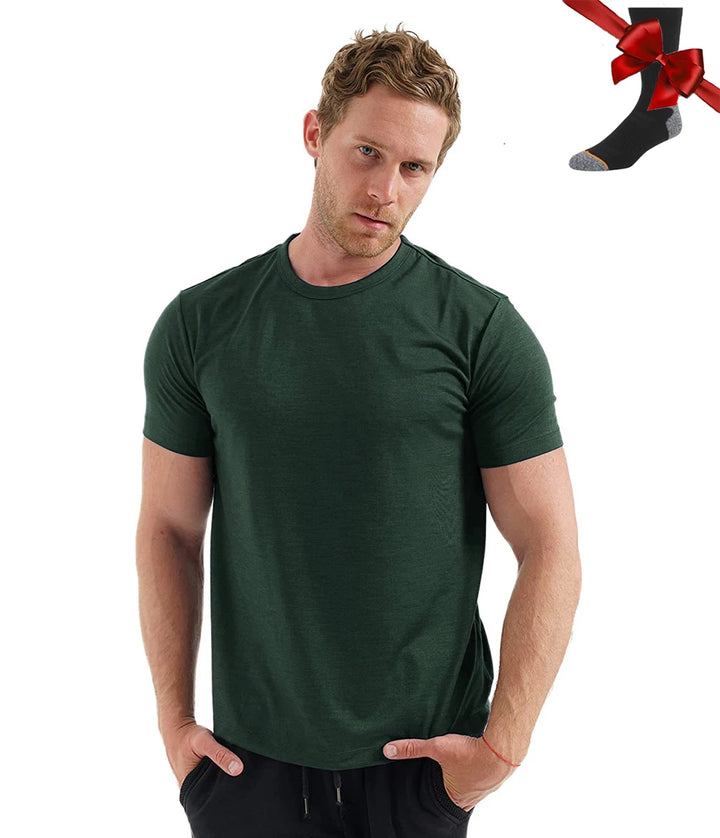 Men's Superfine Merino Wool Base Layer T-Shirt and Socks Set-The Yellow Prime