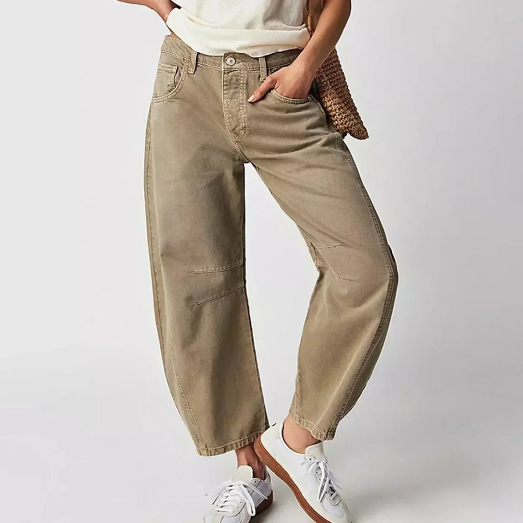Women's Trendy Wide-Leg Denim Trousers-The Yellow Prime
