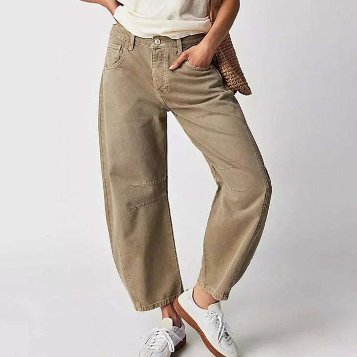 Women's Trendy Wide-Leg Denim Trousers-The Yellow Prime