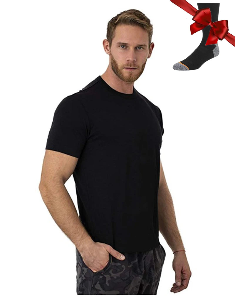 Men's Superfine Merino Wool Base Layer T-Shirt and Socks Set-The Yellow Prime