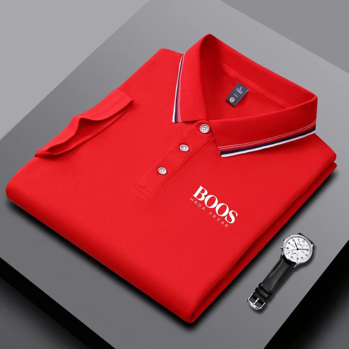 Men's Embroidered Business Casual Short Sleeve Polo Shirt, Breathable Top-The Yellow Prime
