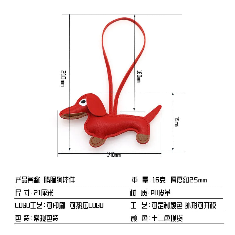 Women's Dachshund Leather Bag Charm Keychain Gift-The Yellow Prime