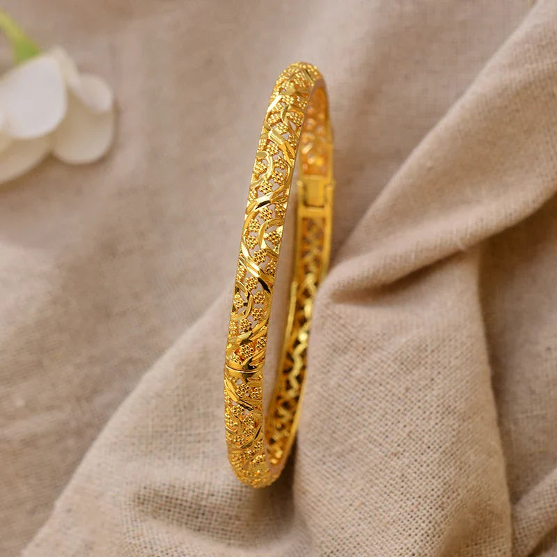 Women's Gold Plated Bangles Arabic Wedding Bracelet-The Yellow Prime