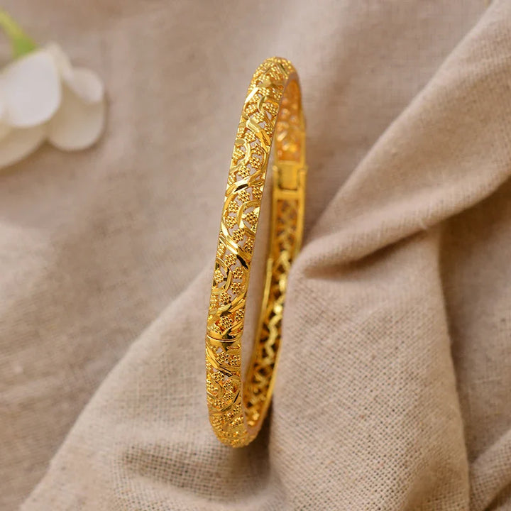 Women's Gold Plated Bangles Arabic Wedding Bracelet-The Yellow Prime