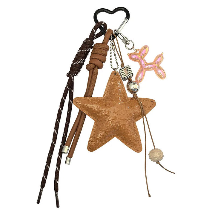 Women's Leather Star Dachshund Bag Charm Keychain for Anti-Lost-The Yellow Prime