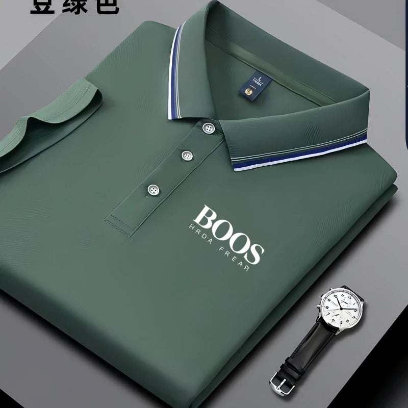 Men's Embroidered Business Casual Short Sleeve Polo Shirt, Breathable Top-The Yellow Prime