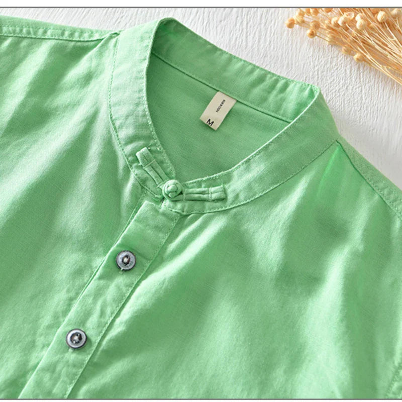 Men's Cotton-Linen Horizon Shirt-The Yellow Prime