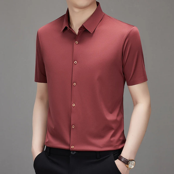 Men's Breathable Ultra Stretch Short Sleeve Business Casual Shirt-The Yellow Prime