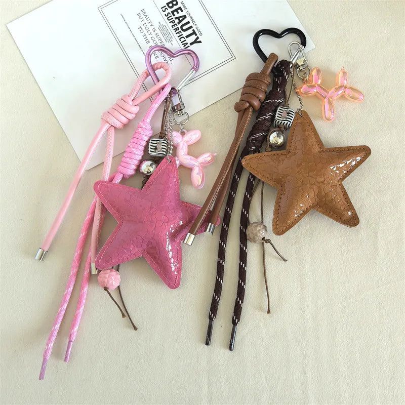 Women's Leather Star Dachshund Bag Charm Keychain for Anti-Lost-The Yellow Prime