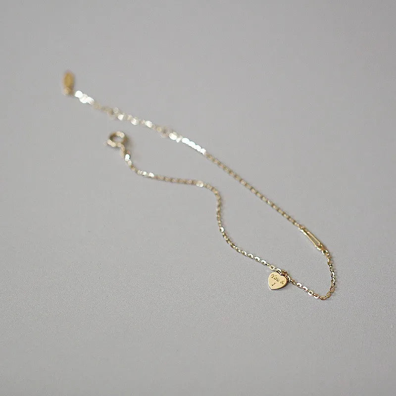 Women's Gold Heart Bracelet 14K Plated Silver Valentine's Gift-The Yellow Prime