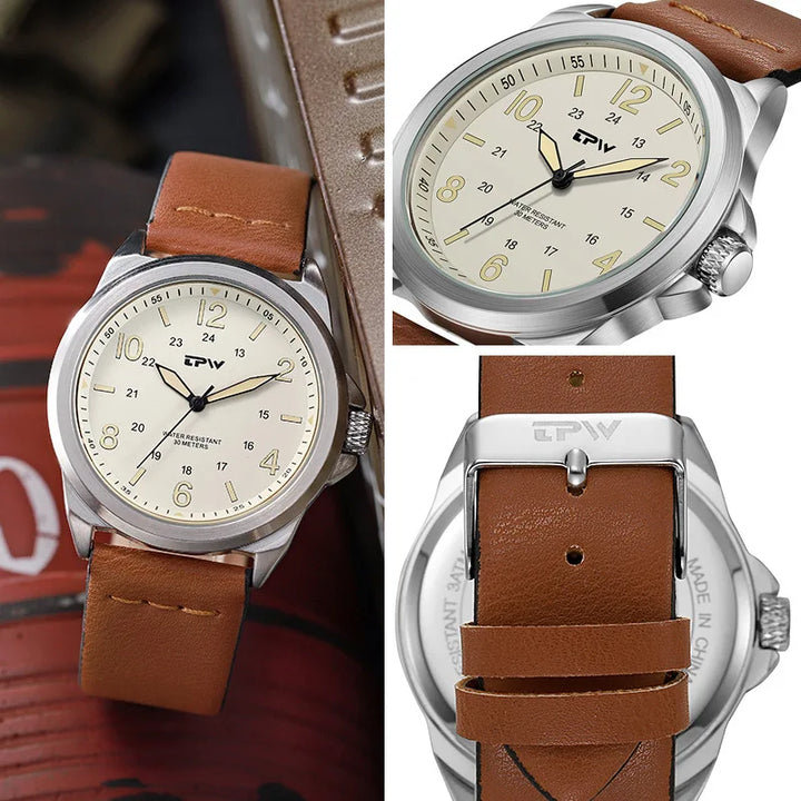 Men's Rugged Military Analog Watch with 42mm Fabric Strap, 30M Water-Resistant-The Yellow Prime