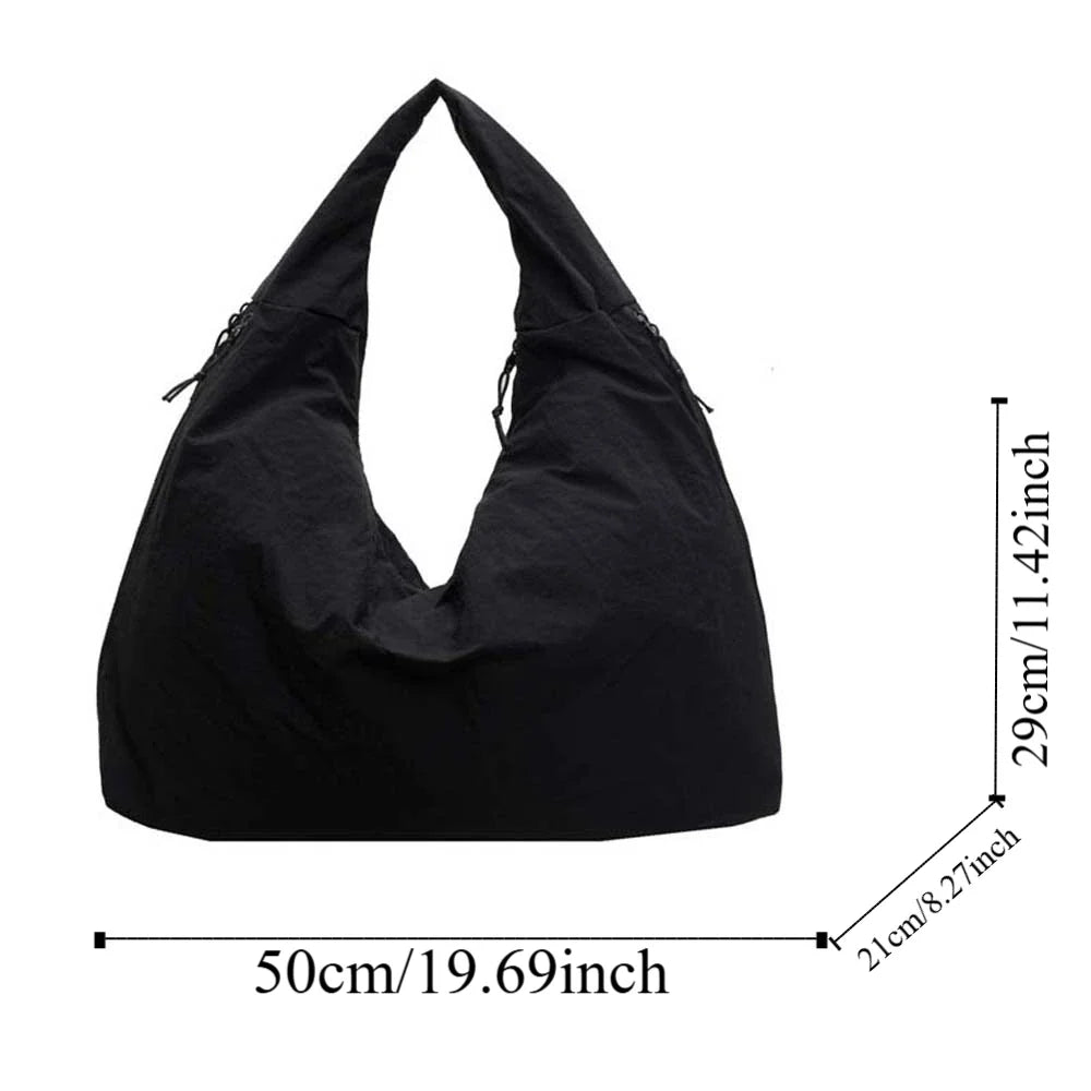 Women's Lightweight Versatile Shoulder Bag - Slouchy Nylon Design-The Yellow Prime
