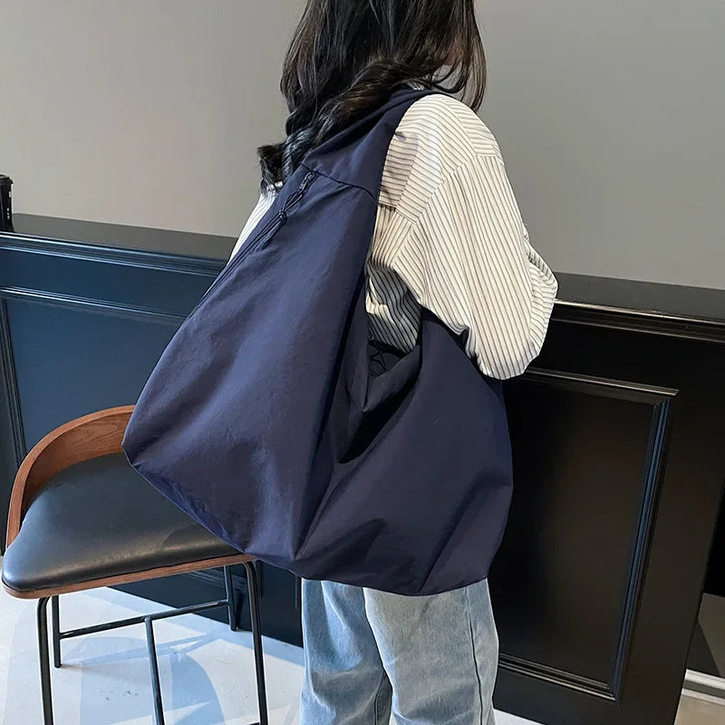 Women's Lightweight Versatile Shoulder Bag - Slouchy Nylon Design-The Yellow Prime
