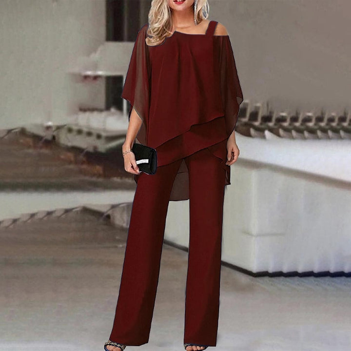 Women's Elegant Cold Shoulder Two-Piece Jumpsuit-The Yellow Prime