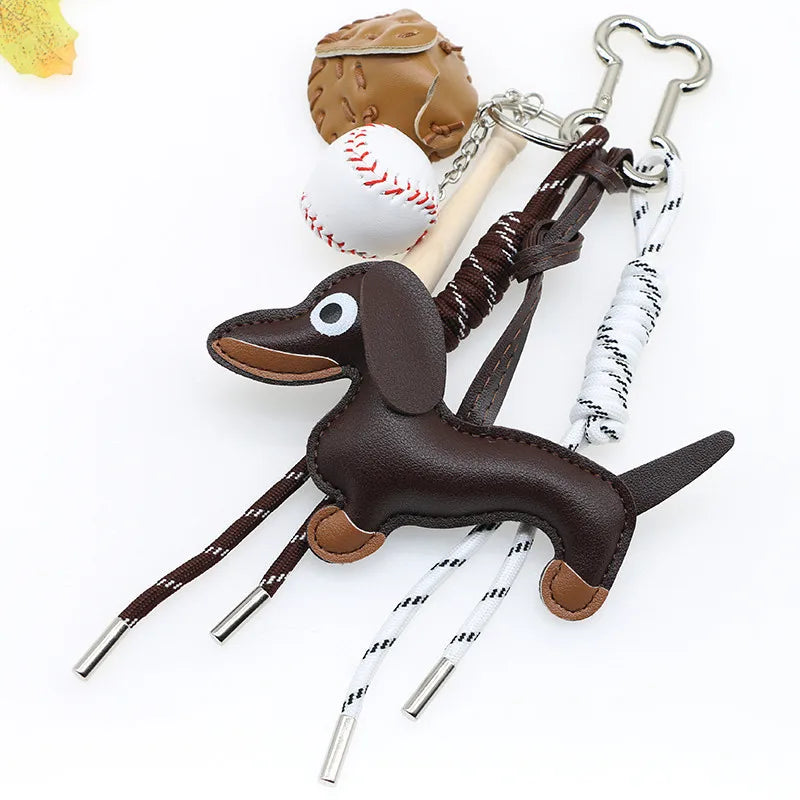 Women's Dachshund Leather Bag Charm Keychain Gift-The Yellow Prime