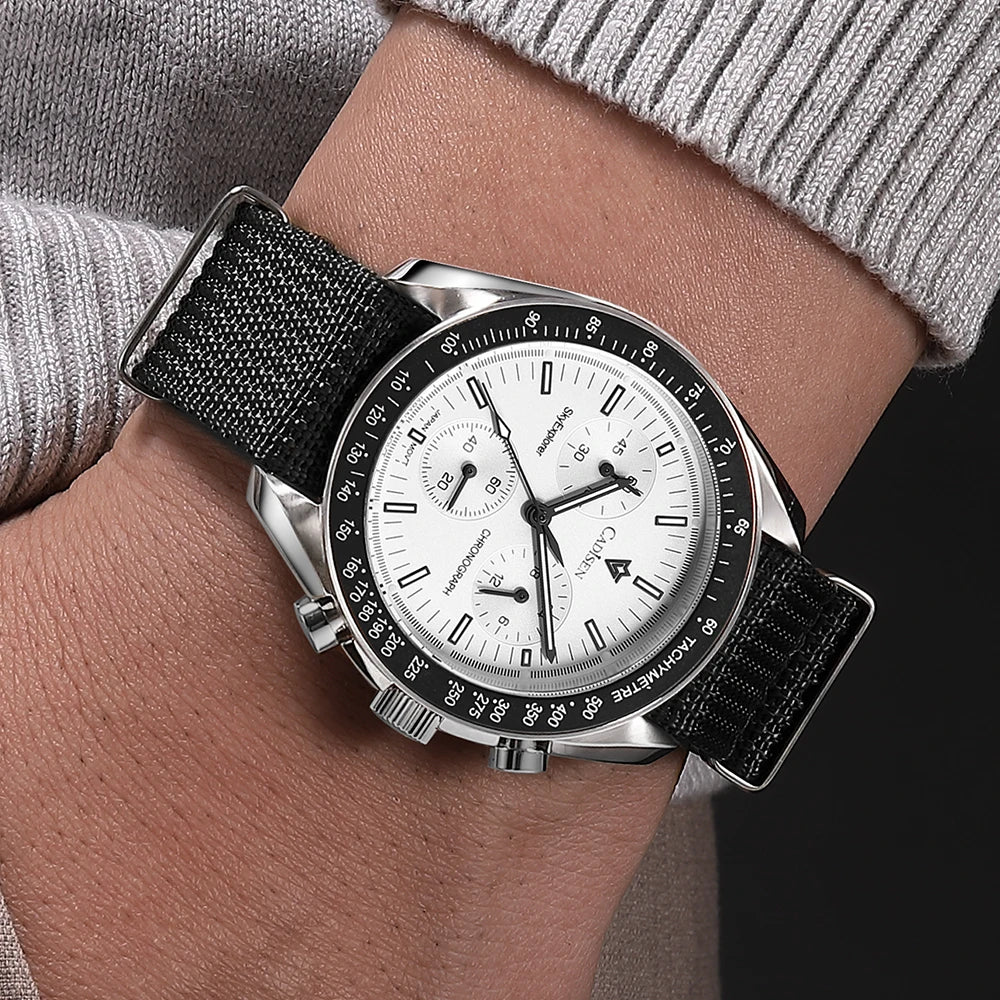 Men's Quartz Chronograph Canvas Watch with Sapphire Crystal-The Yellow Prime